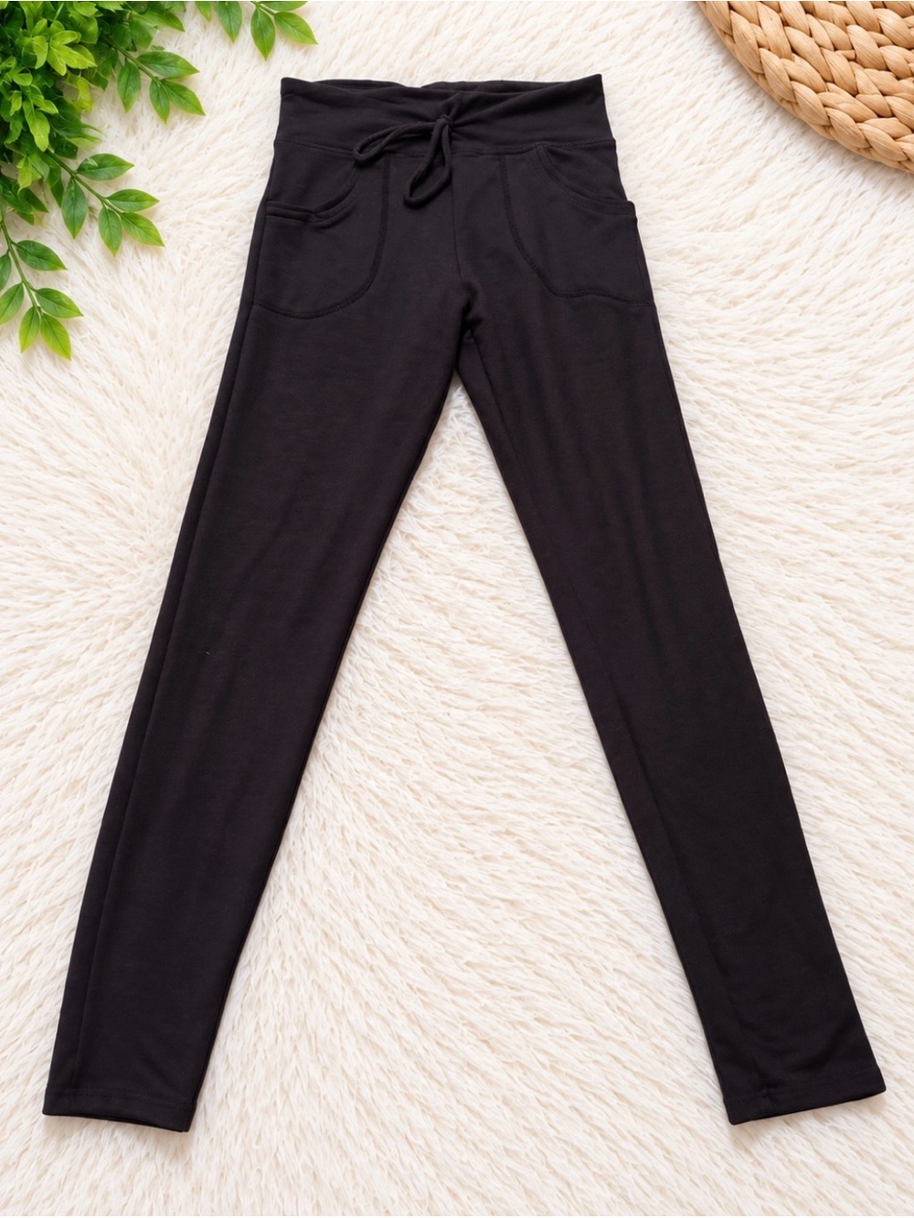 a new day Black Drawstring High-Waist Ponte Leggings